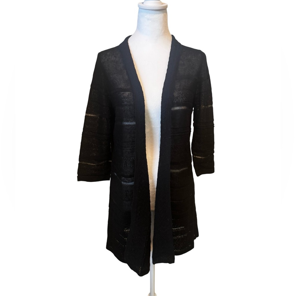 Coldwater Creek Black Open-Front Cardigan